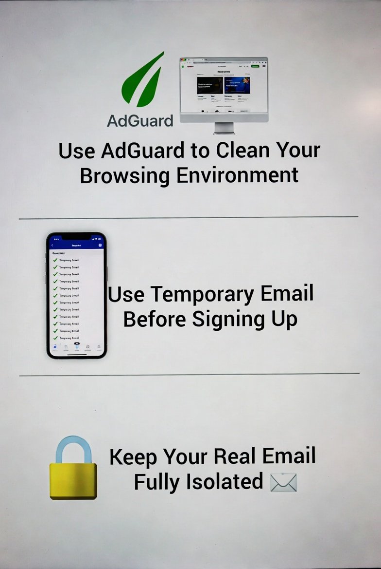 temp mail adguard privacy workflow diagram 2026