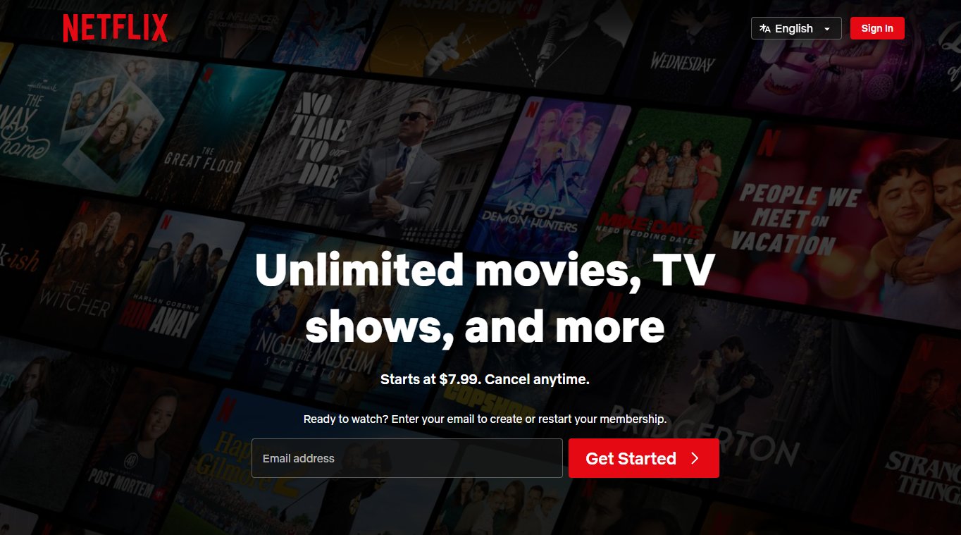 Netflix homepage