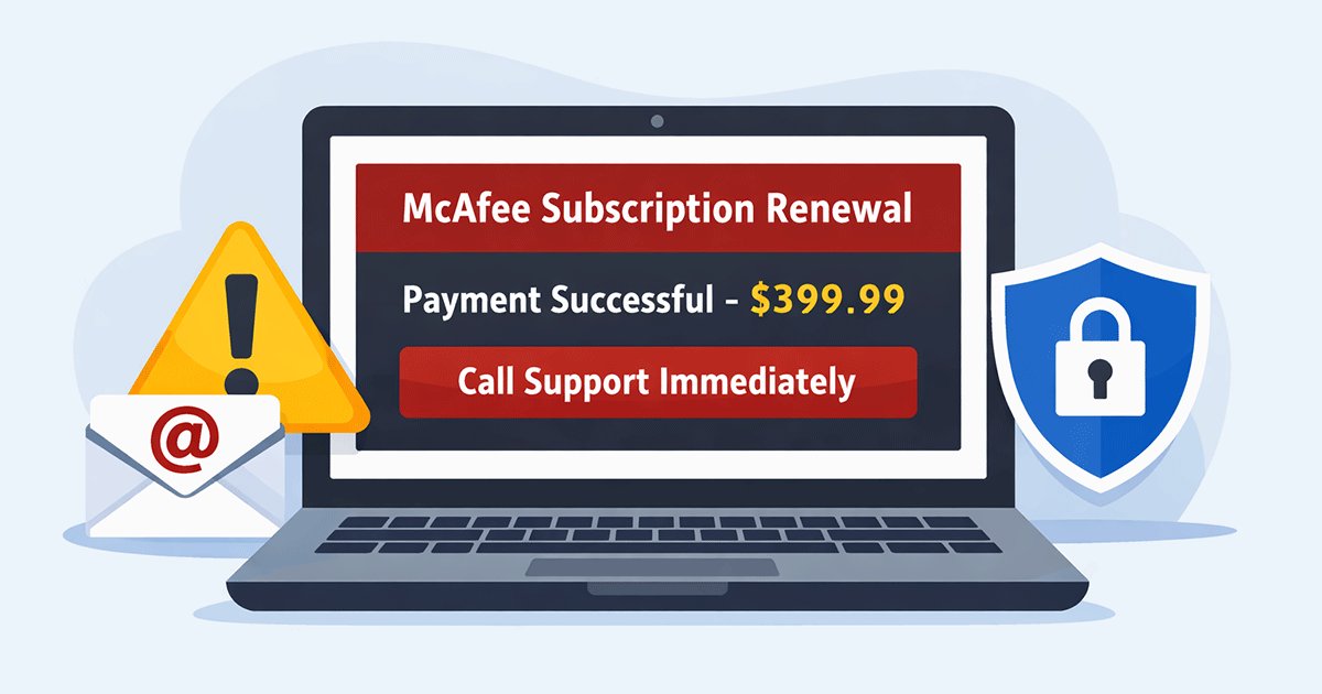 McAfee Email Scam: How the Fake Renewal Email Works and How to Stay Safe