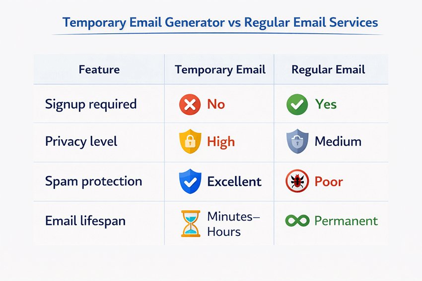 Temporary Email Generator vs Regular Email Services