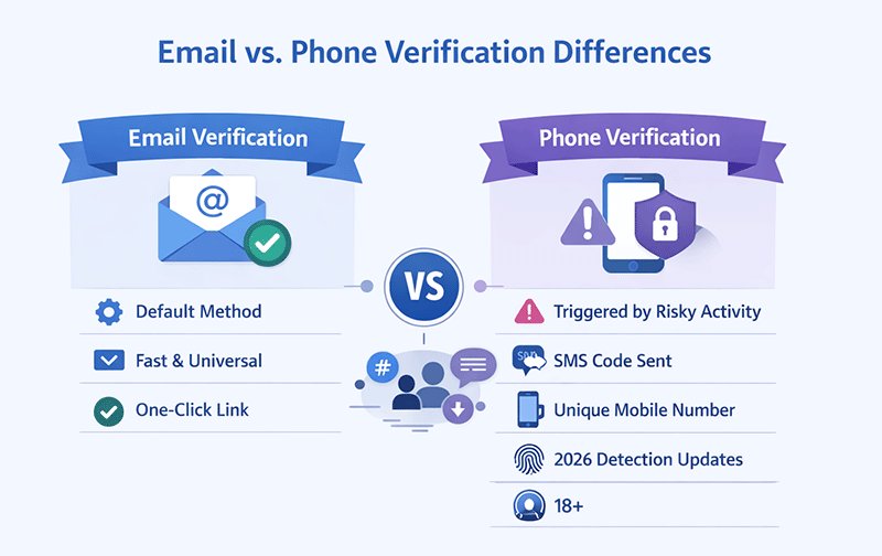 Temp Mail for Discord comparison of email verification vs phone verification methods in 2026