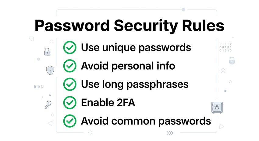 password security best practices checklist no reuse strong password 2fa