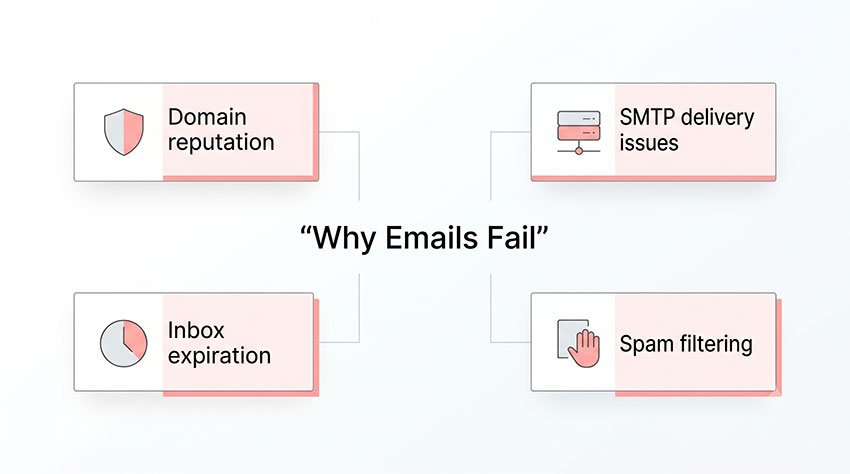 Main reasons why Canva verification emails fail when using temporary email services)
