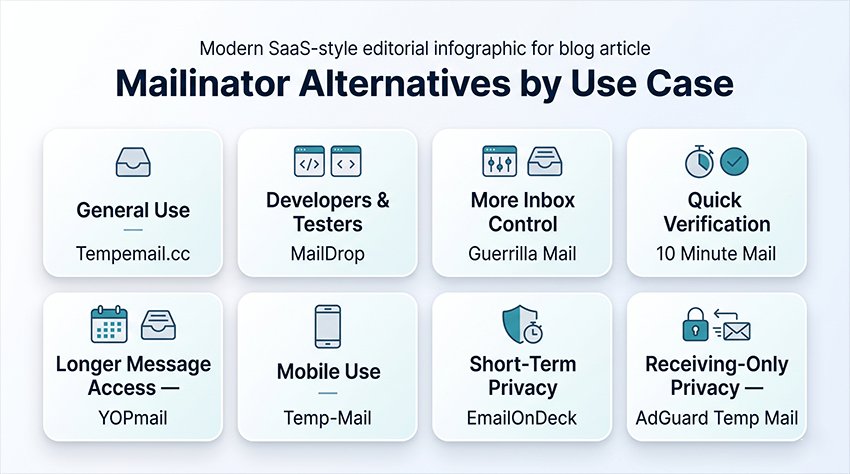 Guide de décision des alternatives à Mailinator par cas d'utilisation